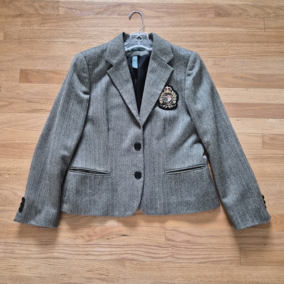 Ralph Lauren Gray Blazer with Embroidered Emblem - Picture 3 of 10